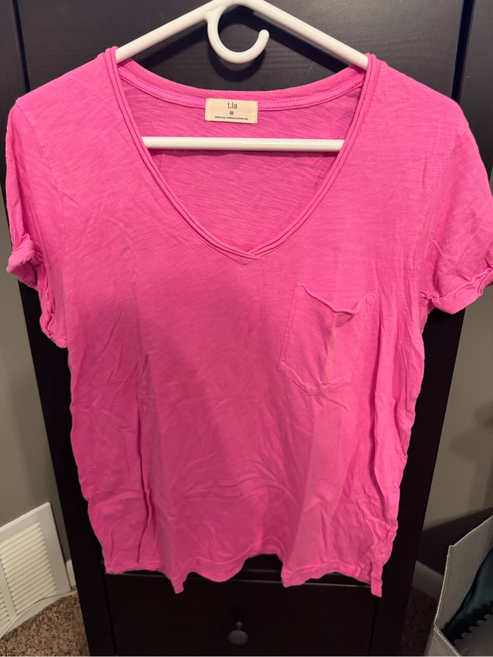 Anthropology hot pink V-neck top